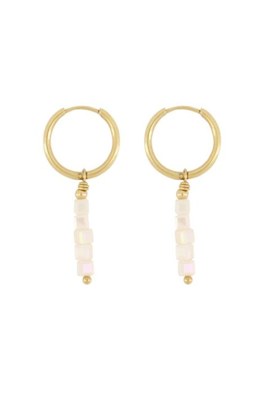 Mooimakers Zusss | Zusss Oorbel Met Steentjes Off White