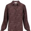 Kleding Zusss | Zusss Blouse Met Wijde Mouwen Print Chocoladebruin