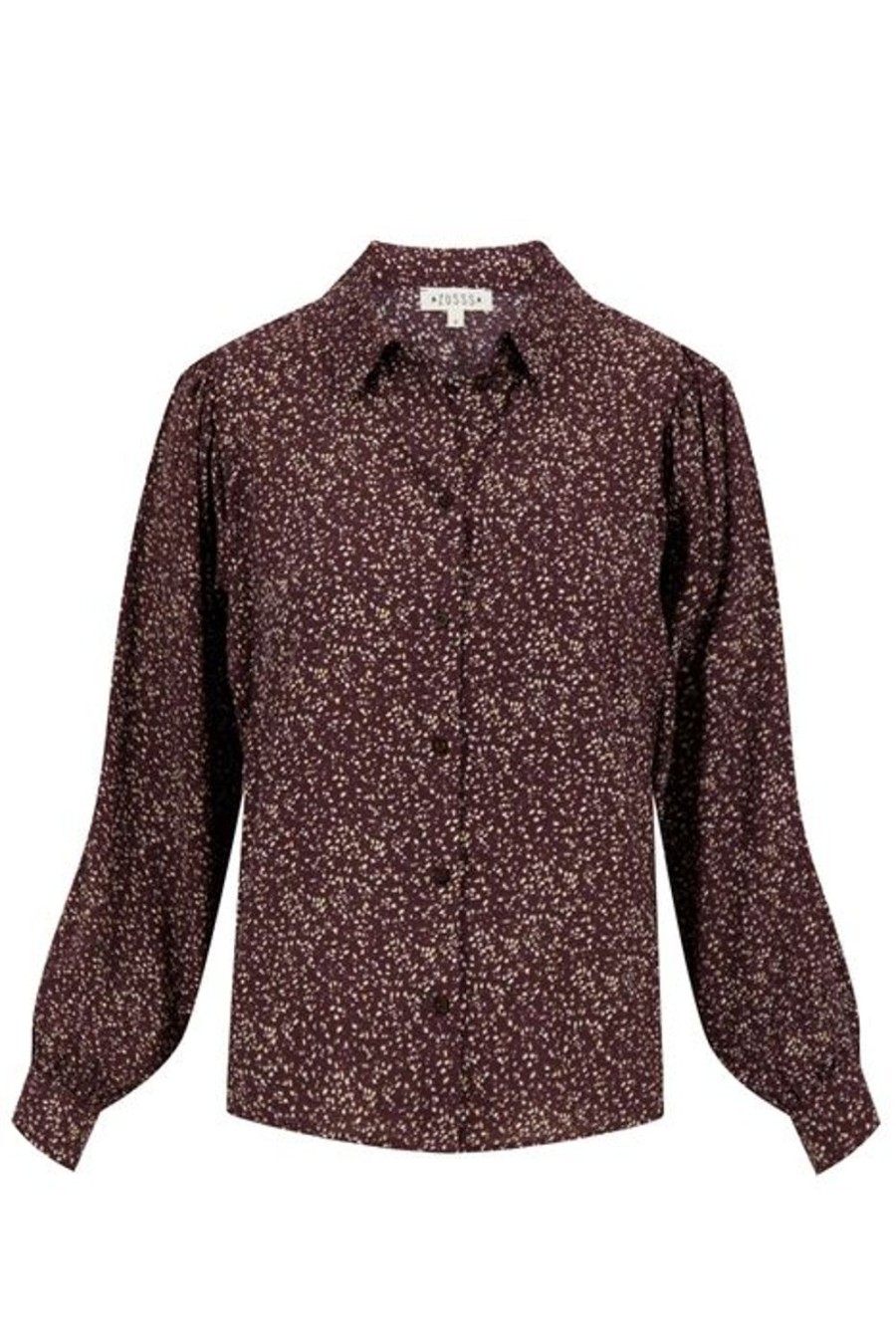 Kleding Zusss | Zusss Blouse Met Wijde Mouwen Print Chocoladebruin