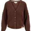 Kleding Zusss | Zusss Kort Vestje Met Kabels Chocoladebruin