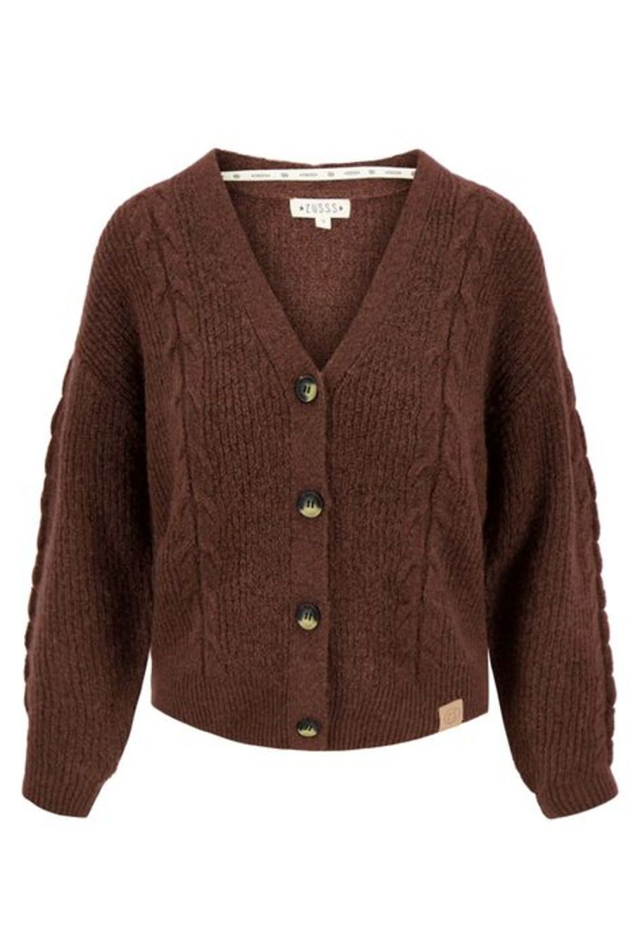 Kleding Zusss | Zusss Kort Vestje Met Kabels Chocoladebruin