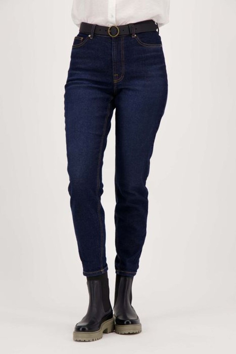 Kleding Zusss | Zusss Trendy Mom Jeans Donkerblauw