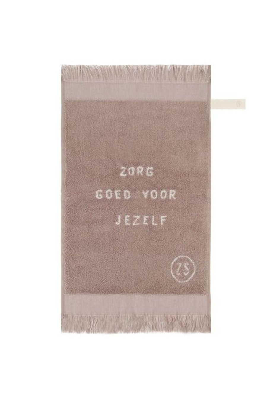 Bad & Bed Zusss | Zusss Gastendoekje Zorg Goed Voor Jezelf 30X55Cm Leem/Off White