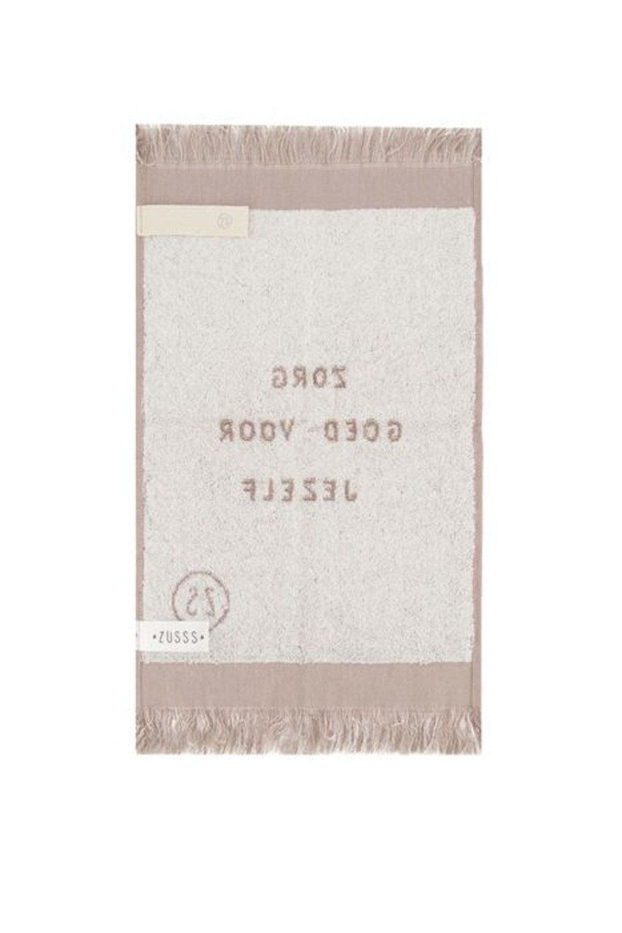 Bad & Bed Zusss | Zusss Gastendoekje Zorg Goed Voor Jezelf 30X55Cm Leem/Off White