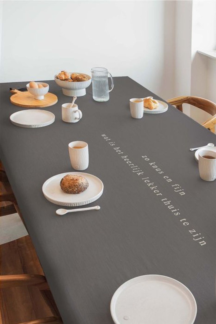 Koken & Tafelen Zusss | Zusss Tafelkleed Knus En Fijn 350X150Cm Antracietgrijs