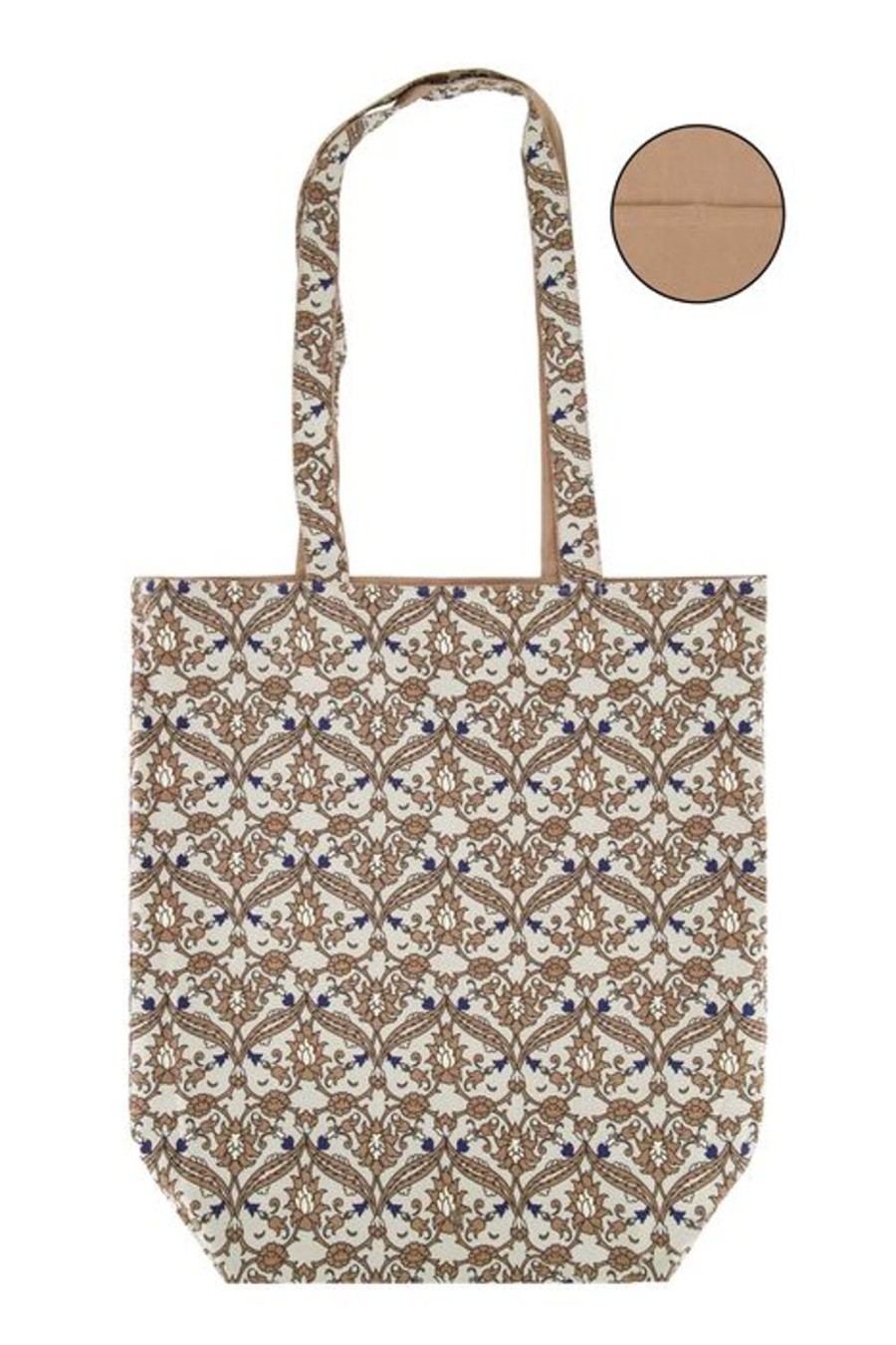 Tassen Zusss | Zusss Katoenen Shopper Met Print Lichtbruin