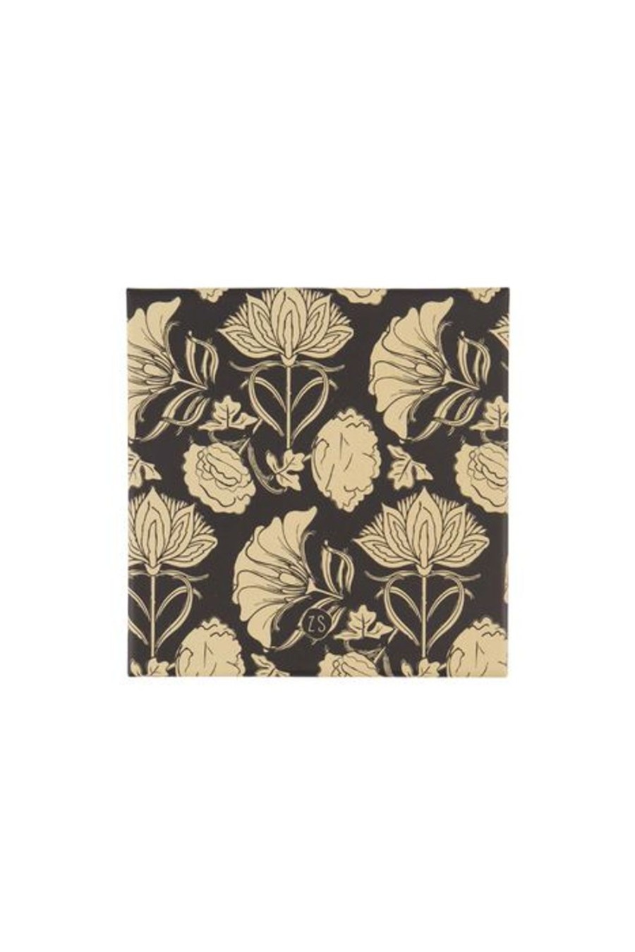 Koken & Tafelen Zusss | Zusss Set Van 6 Onderzetters Bloemenprint Antracietgrijs/Off-White