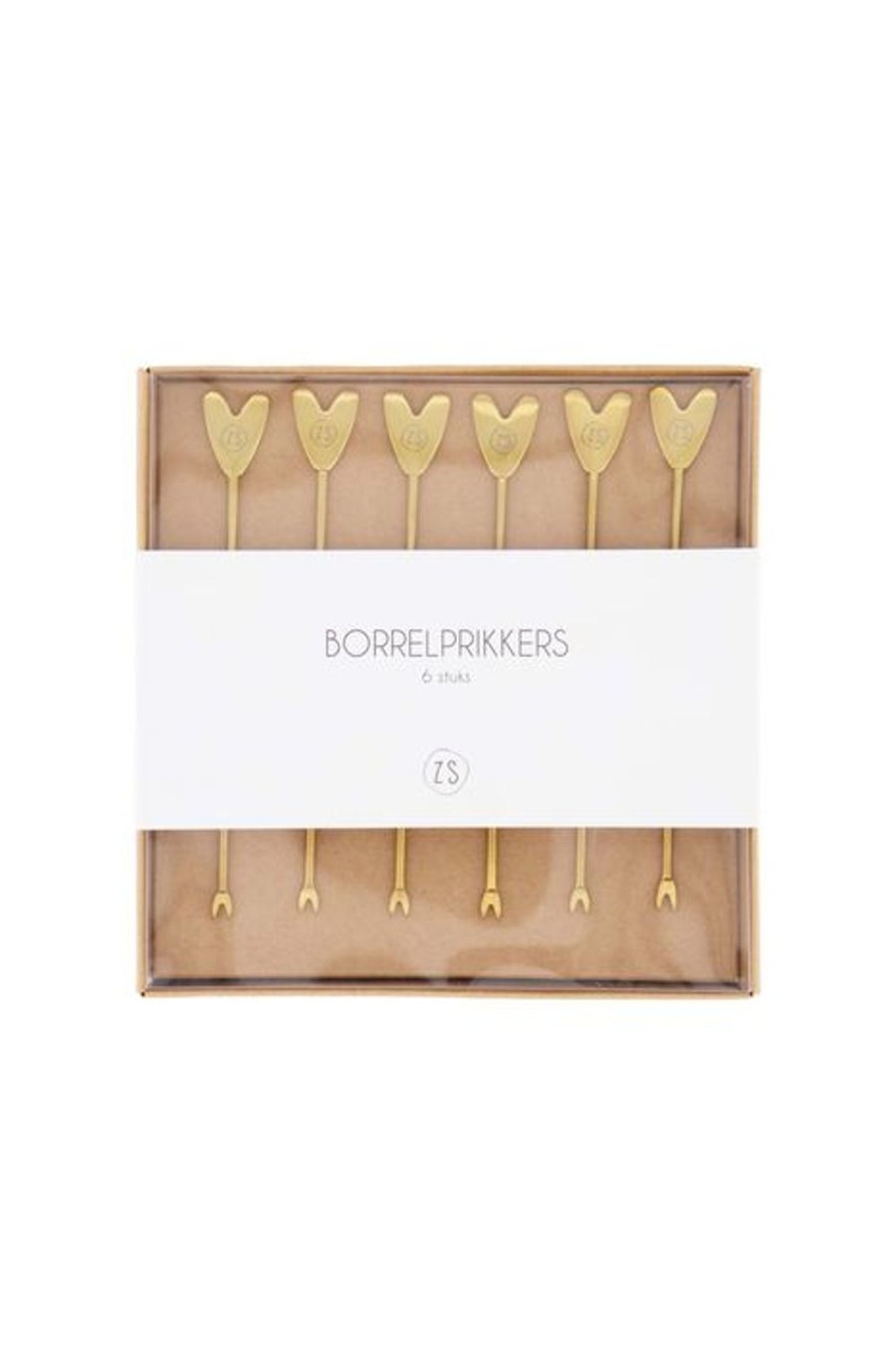 Koken & Tafelen Zusss | Zusss Set Van 6 Borrelprikkers Hartje Goud