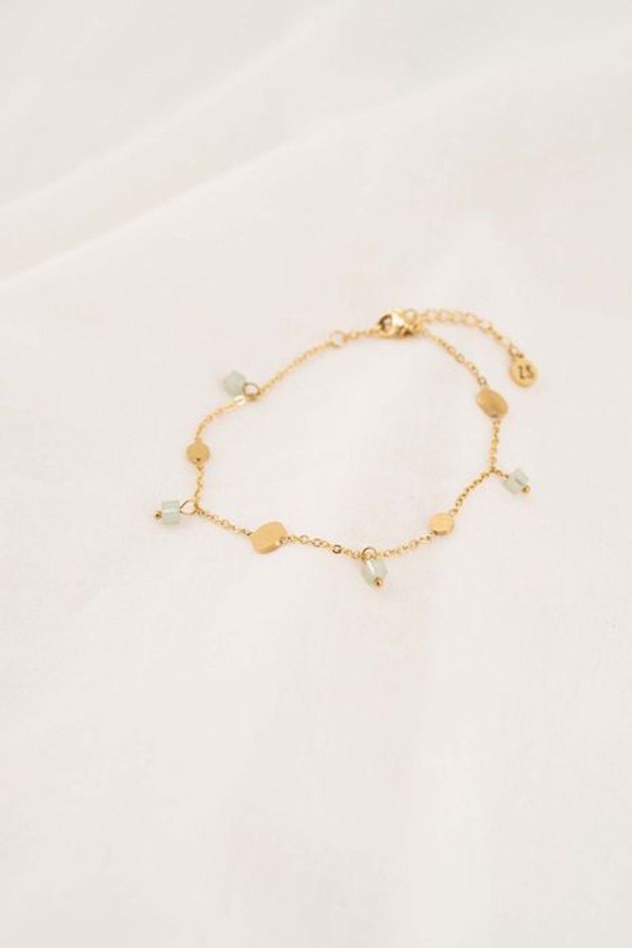 Mooimakers Zusss | Zusss Armband Met Rondjes Saliegroen/Goud