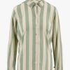 Kleding Zusss | Zusss Oversized Blouse Met Streep Saliegroen/Ecru