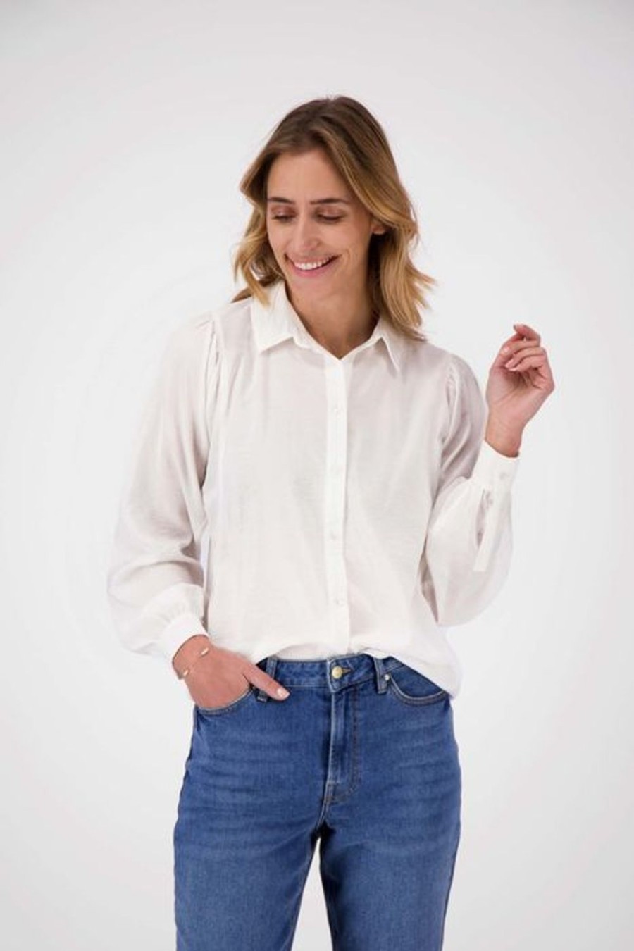 Kleding Zusss | Zusss Blouse Met Wijde Mouwen Wit
