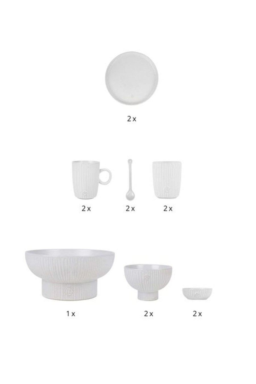 Koken & Tafelen Zusss | Zusss Serviesset Ontbijtje Voor 2 Ribbel (13-Delig)
