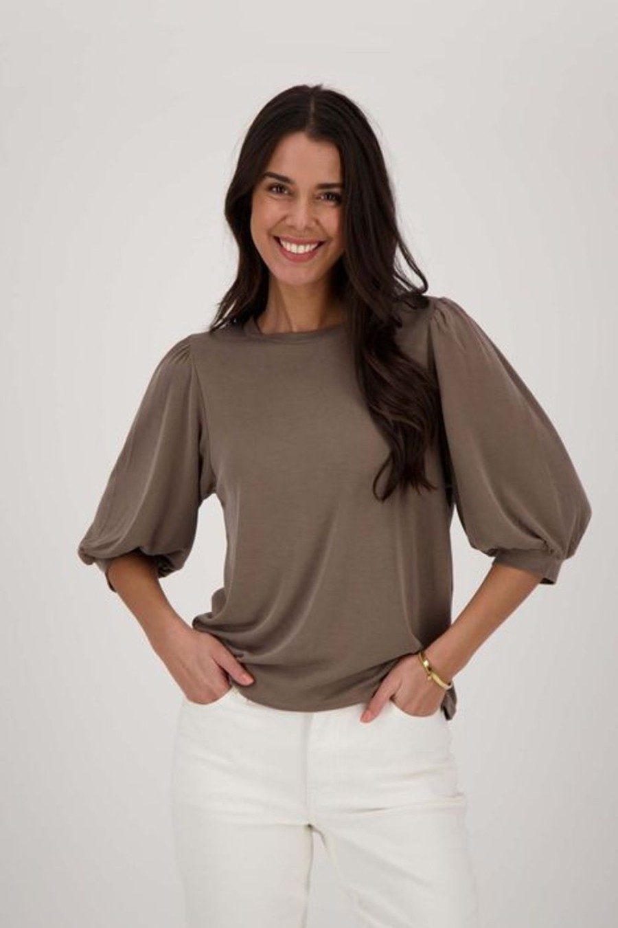 Kleding Zusss | Zusss Top Met Pofmouw Leem