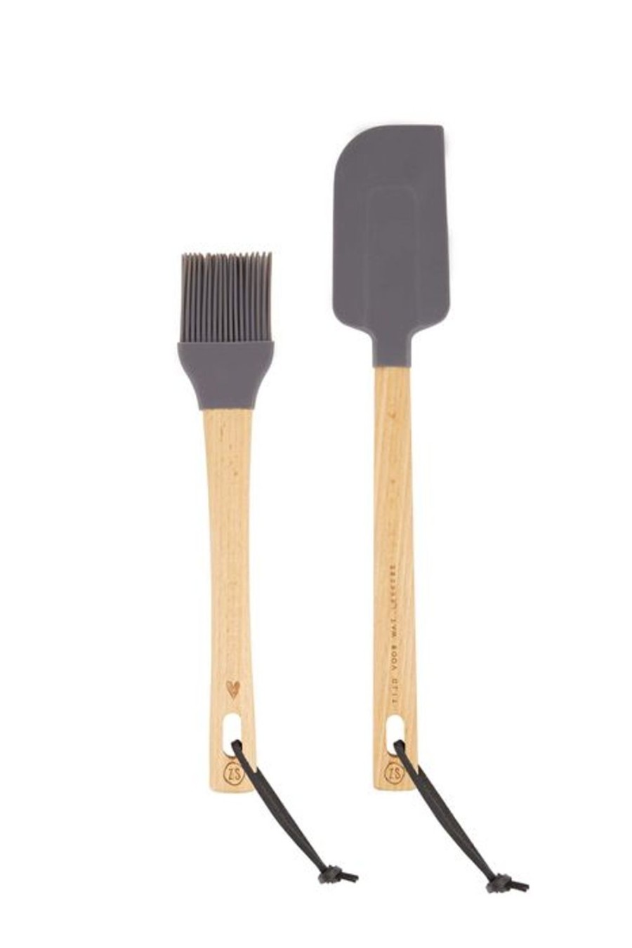 Koken & Tafelen Zusss | Zusss Houten Pannenlikker En Bakkwast Set Antracietgrijs