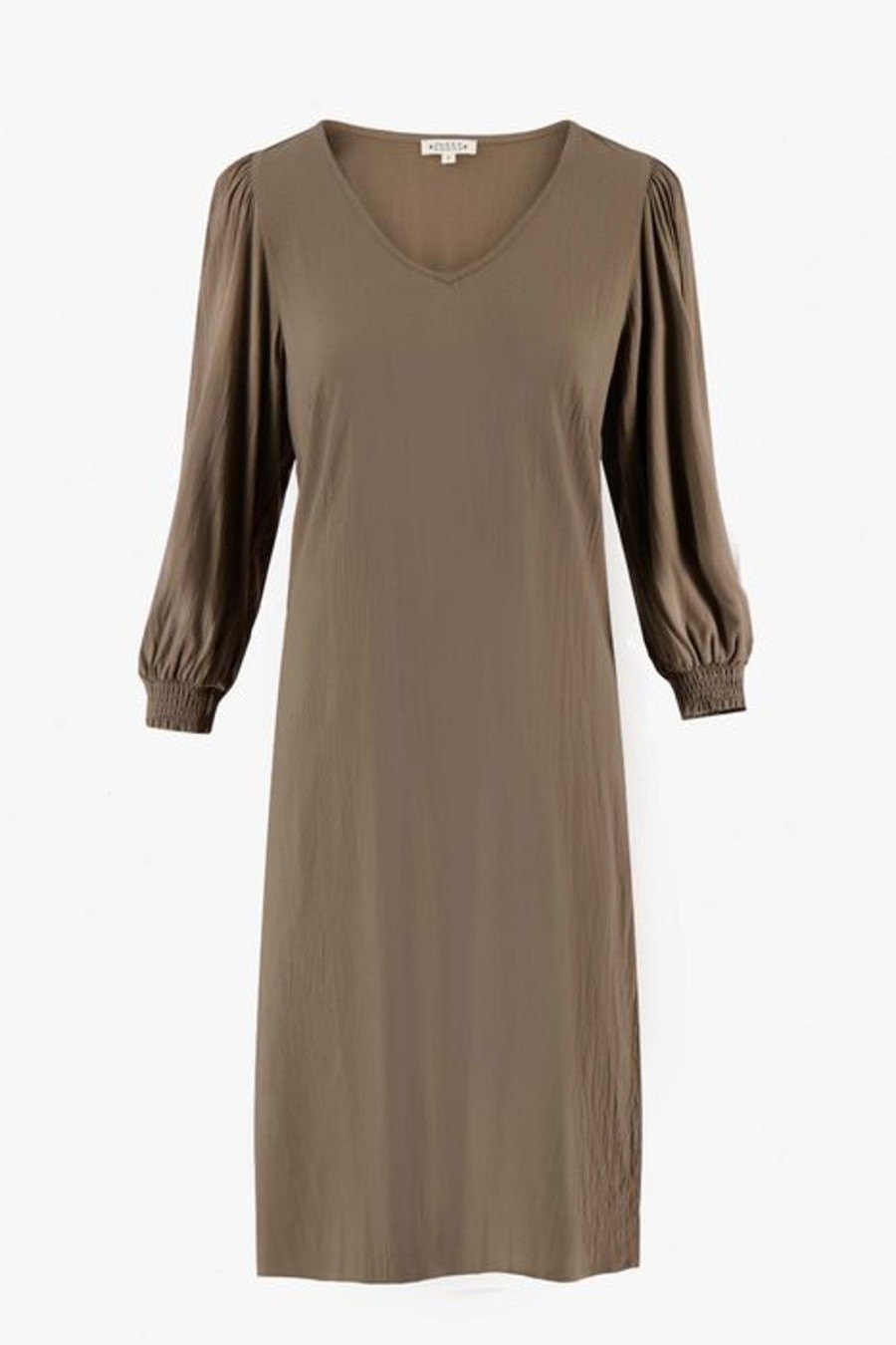Kleding Zusss | Zusss Jurk Met Pofmouw Leem