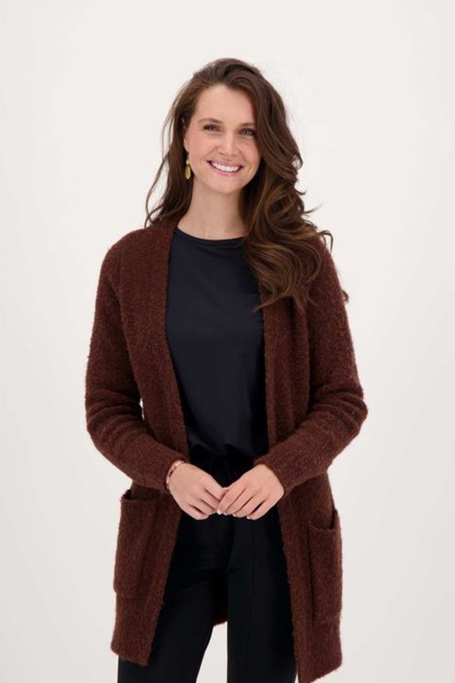 Kleding Zusss | Zusss Gebreid Vest Chocoladebruin Chocolade Bruin