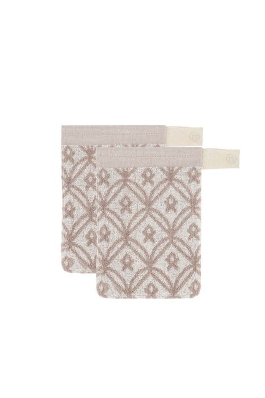 Bad & Bed Zusss | Zusss Set Van 2 Washandjes Mozaiek Off White/Leem