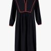 Kleding Zusss | Zusss Jurk Met Borduursels Zwart/Kortaalroze Zwart/Koraalroze