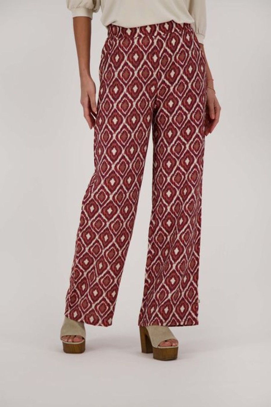 Kleding Zusss | Zusss Broek Met Ikat Print Zand/Roodbruin