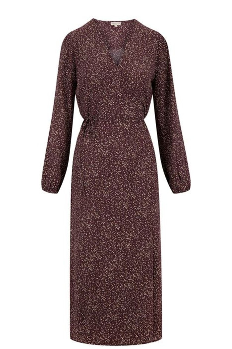 Kleding Zusss | Zusss Wikkeljurk Met Print Chocoladebruin