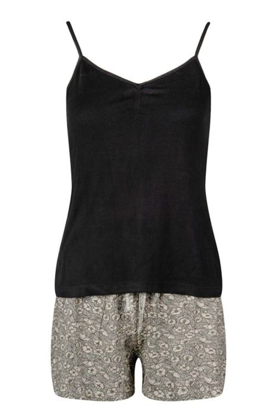 Bad & Bed Zusss | Zusss Shortama Bloemenprint Zwart/Zand