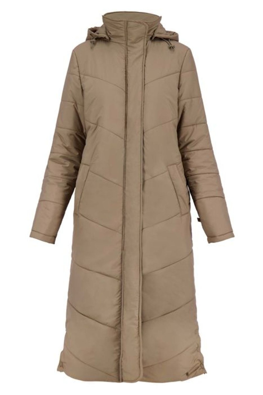Kleding Zusss | Zusss Gewatteerde Jas Met Capuchon Taupe