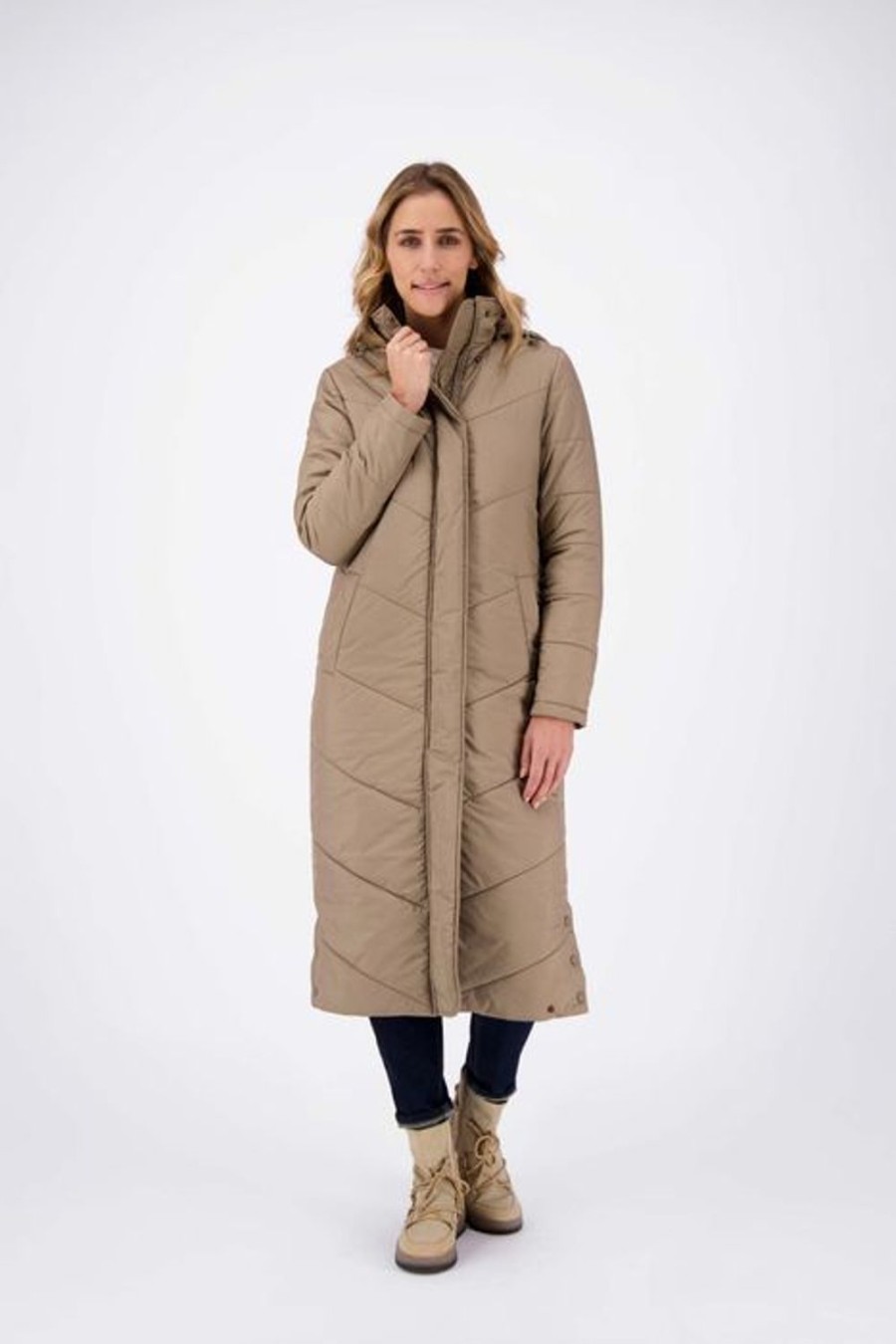Kleding Zusss | Zusss Gewatteerde Jas Met Capuchon Taupe
