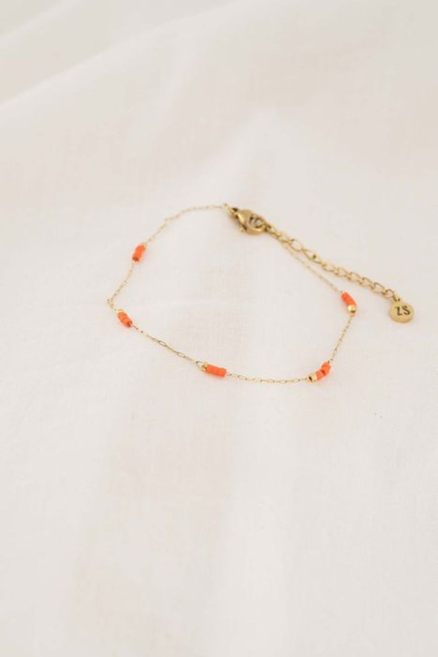 Mooimakers Zusss | Zusss Fijne Armband Met Kraaltjes Koraalroze/Goud