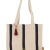 Tassen Zusss | Zusss Katoenen Tas Met Streep Ecru/Donkerblauw