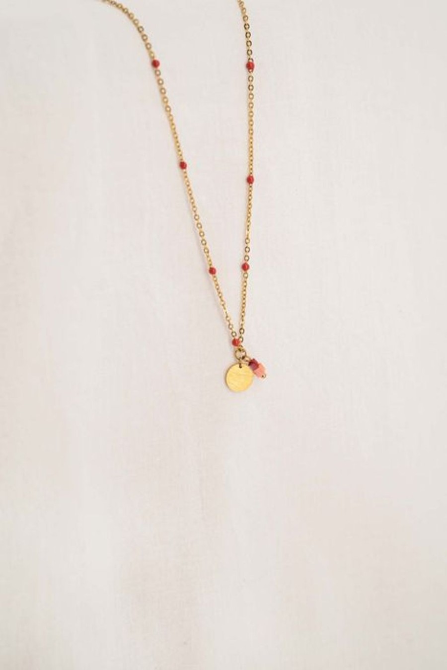 Mooimakers Zusss | Zusss Ketting Met Bedel En Kraaltjes Koraalroze/Goud