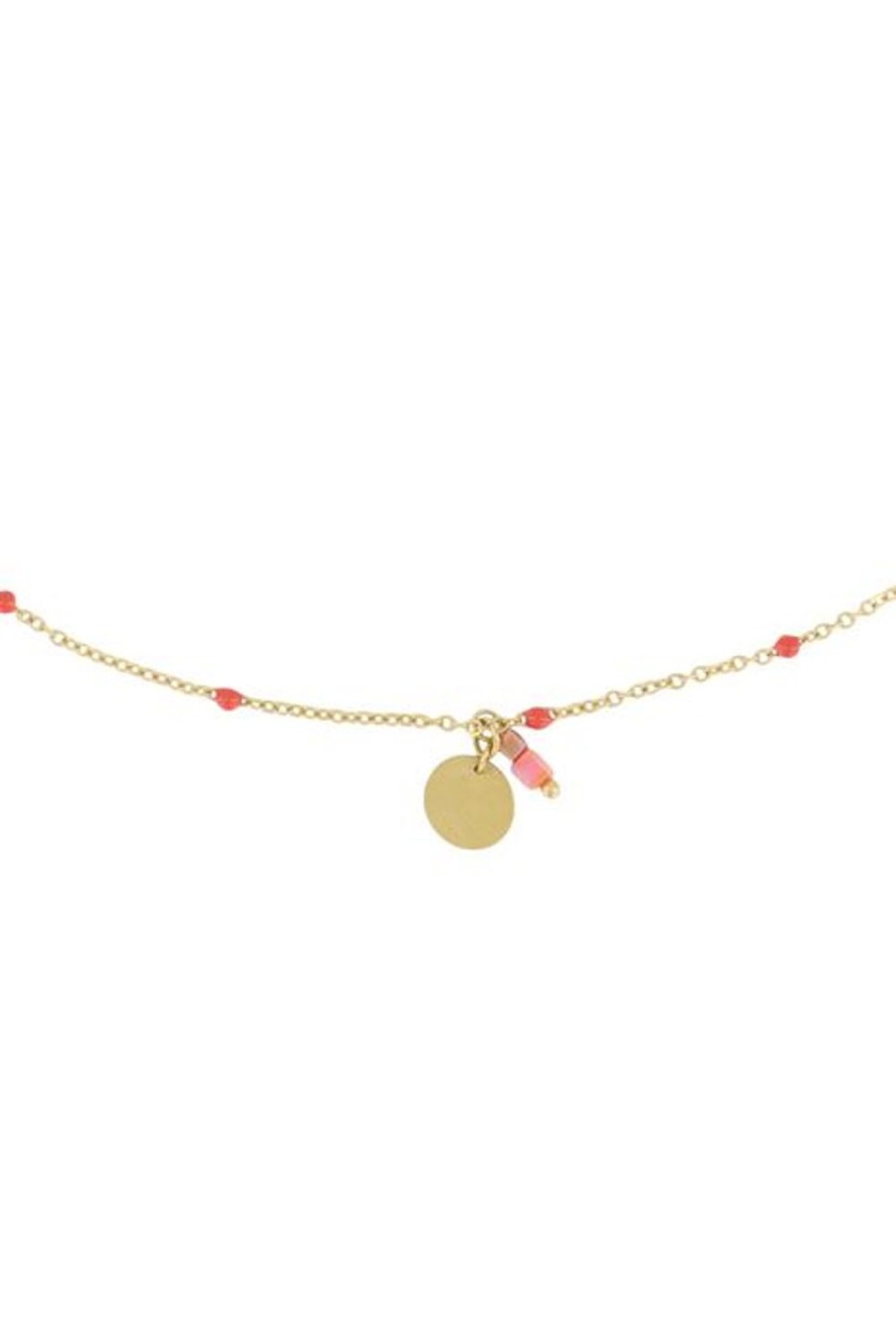 Mooimakers Zusss | Zusss Ketting Met Bedel En Kraaltjes Koraalroze/Goud