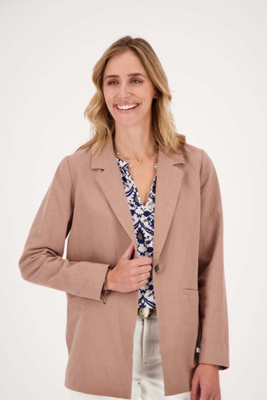 Kleding Zusss | Zusss Linnen Blazer Lichtbruin