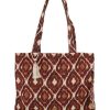 Tassen Zusss | Zusss Katoenen Tas Met Ikat Print Zand/Roodbruin