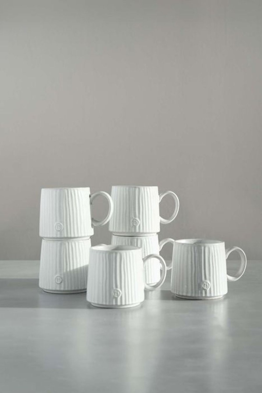 Koken & Tafelen Zusss | Zusss Mok Met Ribbels Zand (Set Van 6)