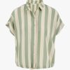 Kleding Zusss | Zusss Blouse Korte Mouw Met Streep Saliegroen/Ecru