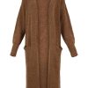 Kleding Zusss | Zusss Lang Gebreid Vest Hazelnootbruin