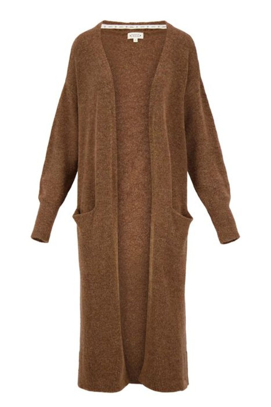 Kleding Zusss | Zusss Lang Gebreid Vest Hazelnootbruin