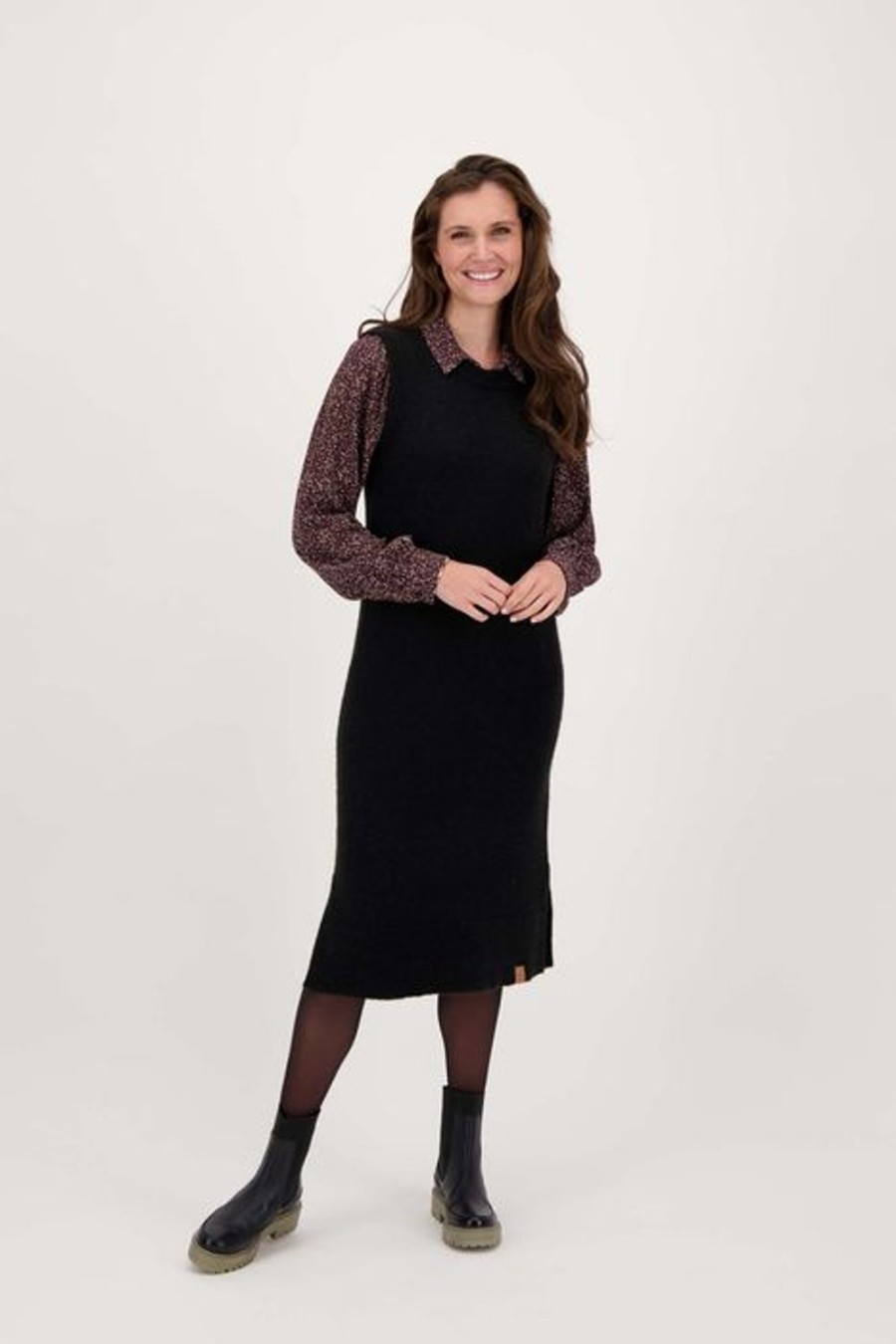 Kleding Zusss | Zusss Gebreide Spencer Jurk Zwart