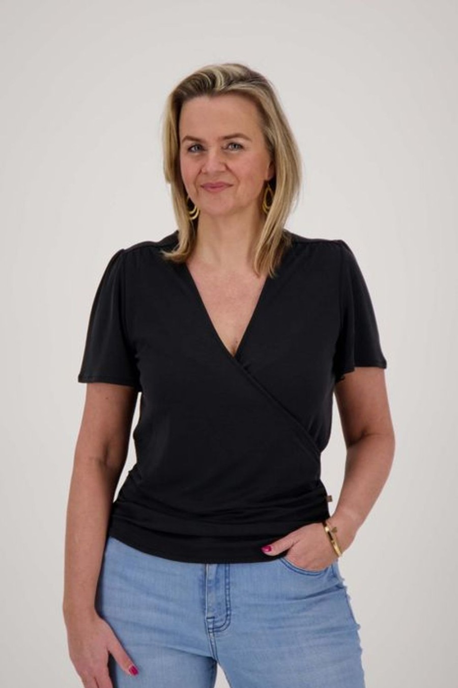 Kleding Zusss | Zusss Wrap Top Zwart