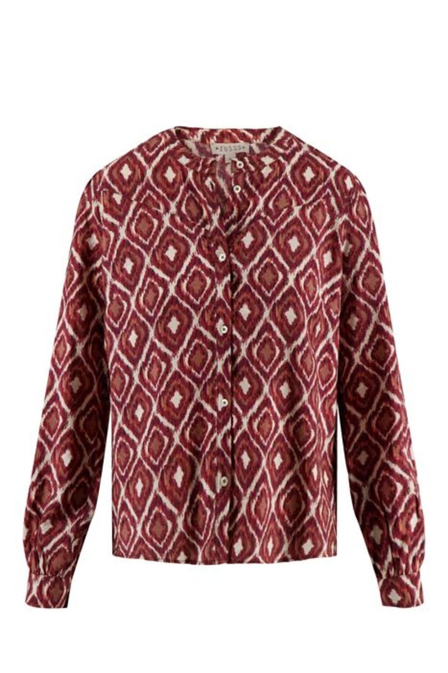 Kleding Zusss | Zusss Blouse Met Ikat Print Zand/Roodbruin