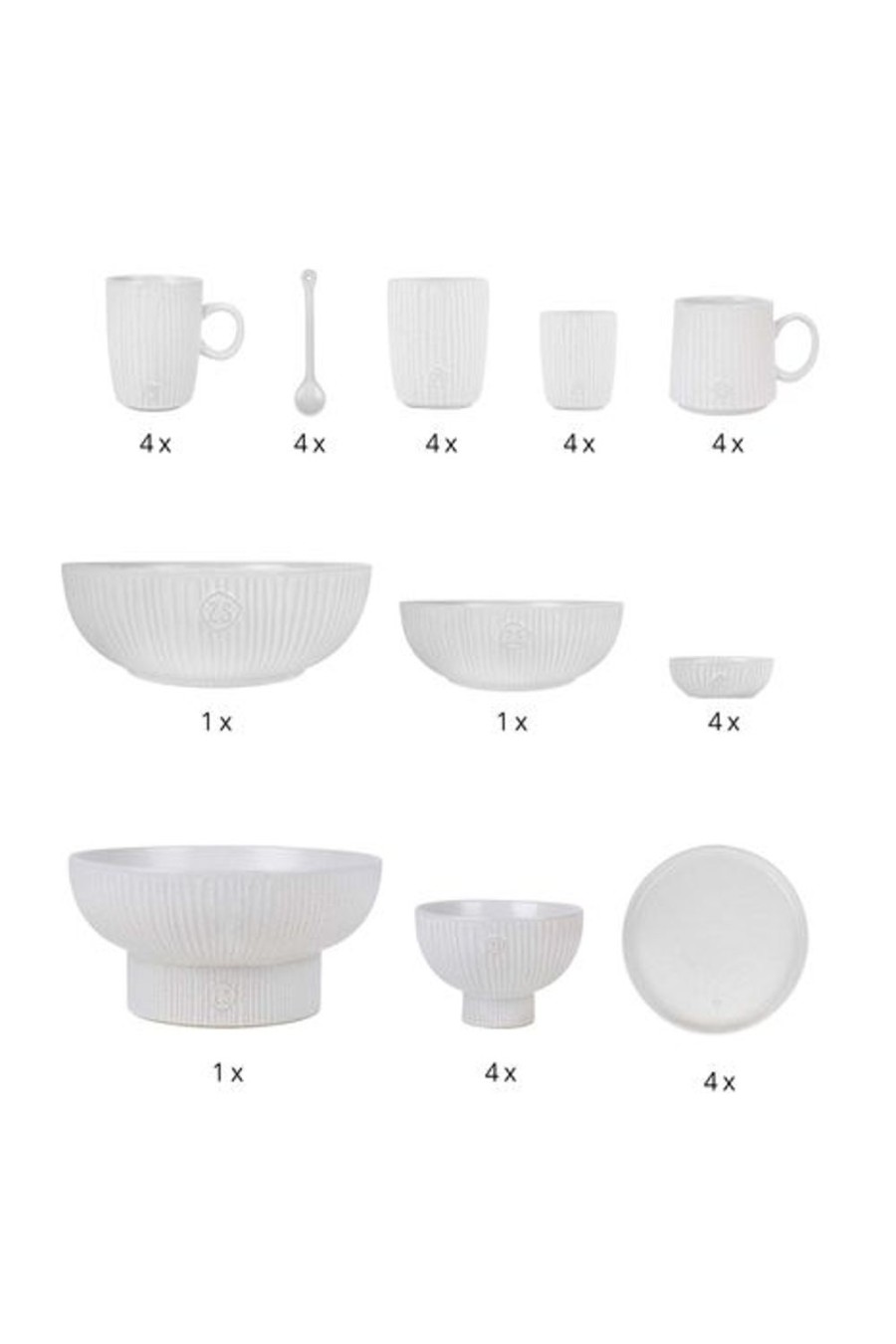 Koken & Tafelen Zusss | Zusss Serviesset 4 Persoons Ribbel (35-Delig)