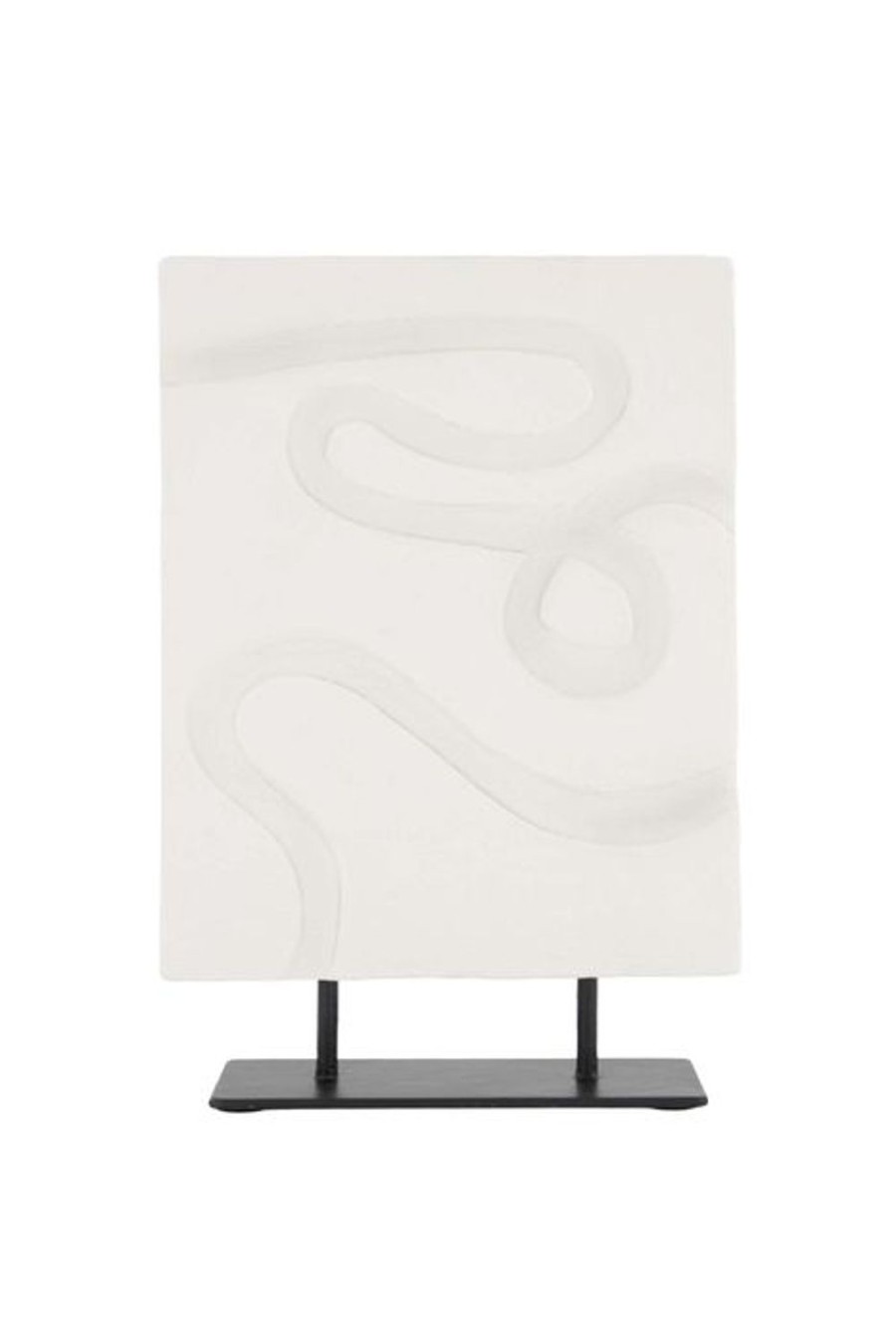 In Huis Zusss | Zusss Polystone Ornament Op Sokkel Streep Off White