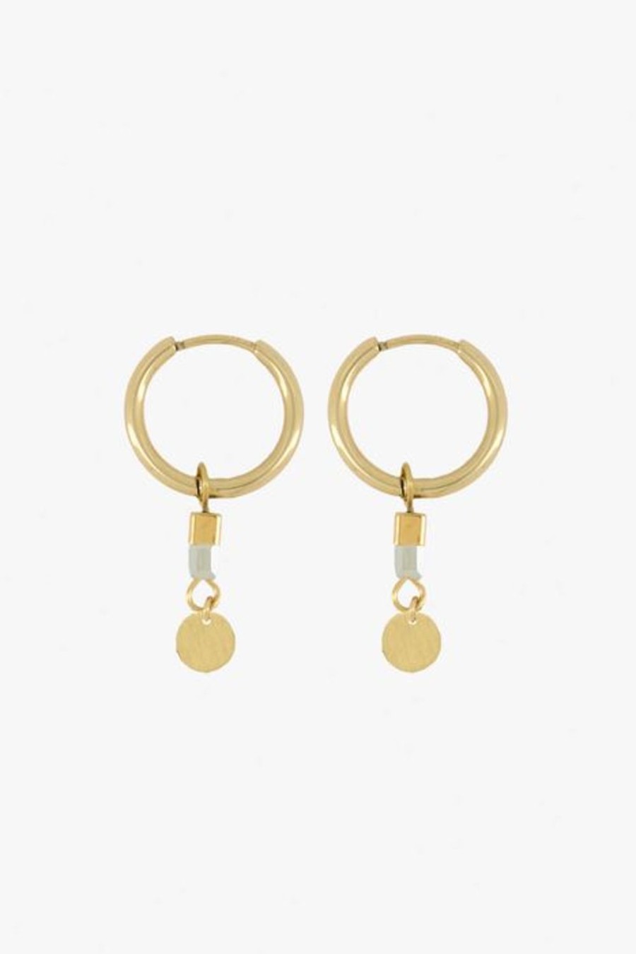 Mooimakers Zusss | Zusss Oorbellen Met Blokjes En Rondje Saliegroen/Goud