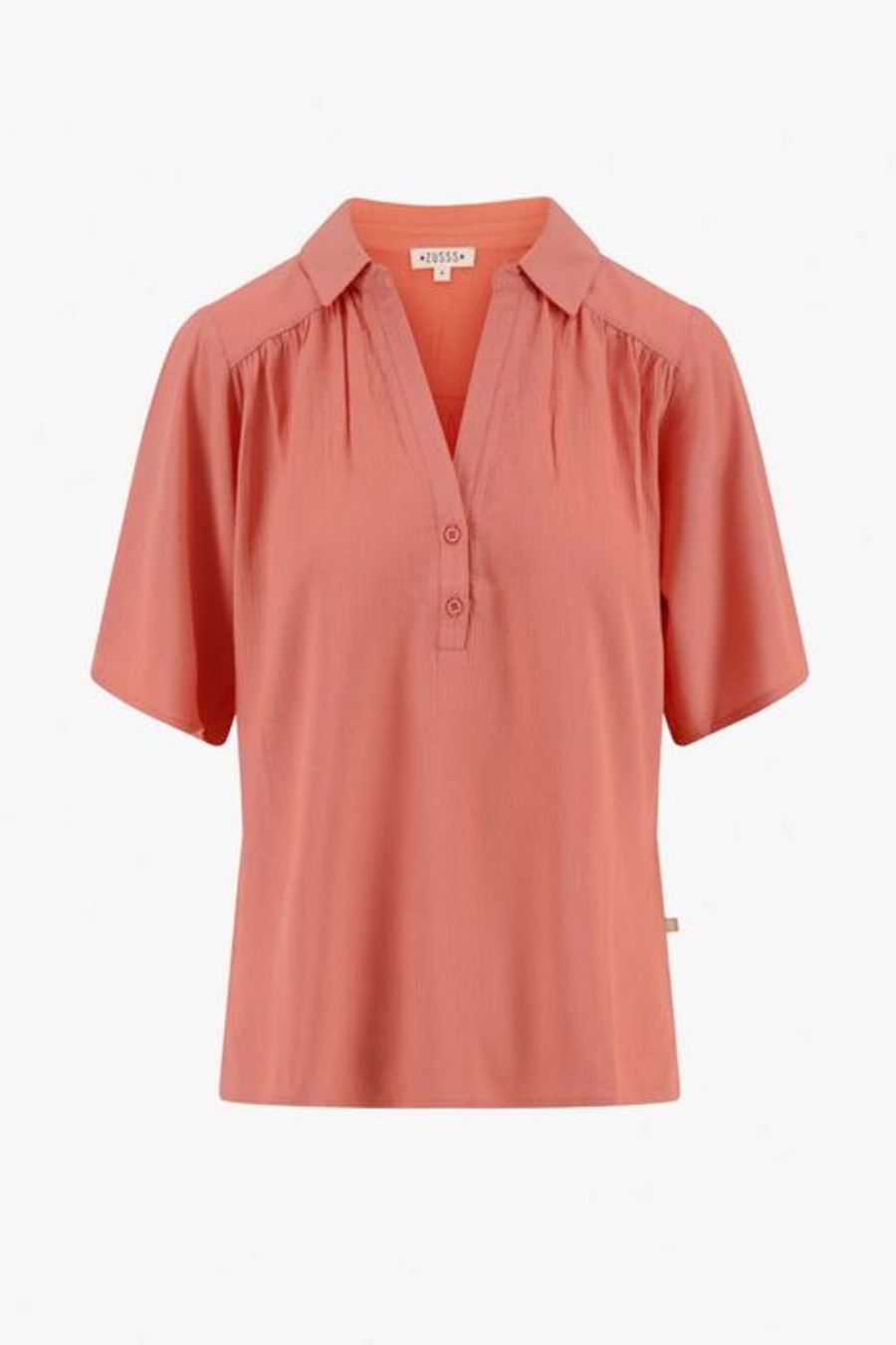 Kleding Zusss | Zusss Blouse Met Korte Mouw Koraalroze