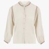 Kleding Zusss | Zusss Blouse Met Borduursels Zand/Saliegroen