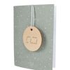 Baby Zusss | Zusss Wenskaart Met Houten Tag So Loved Saliegroen