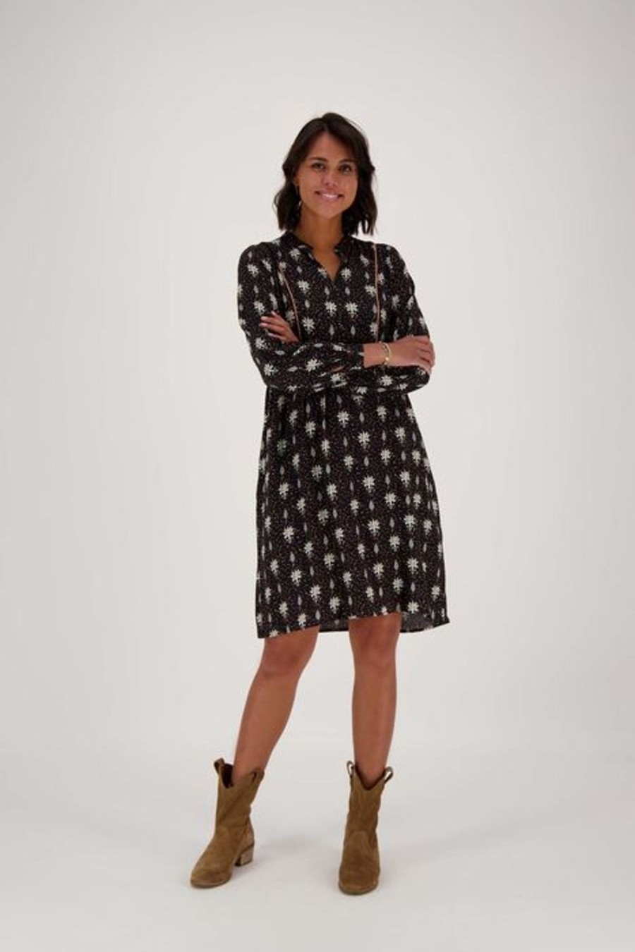 Kleding Zusss | Zusss Limited Jurk Met Bloemenprint Zwart