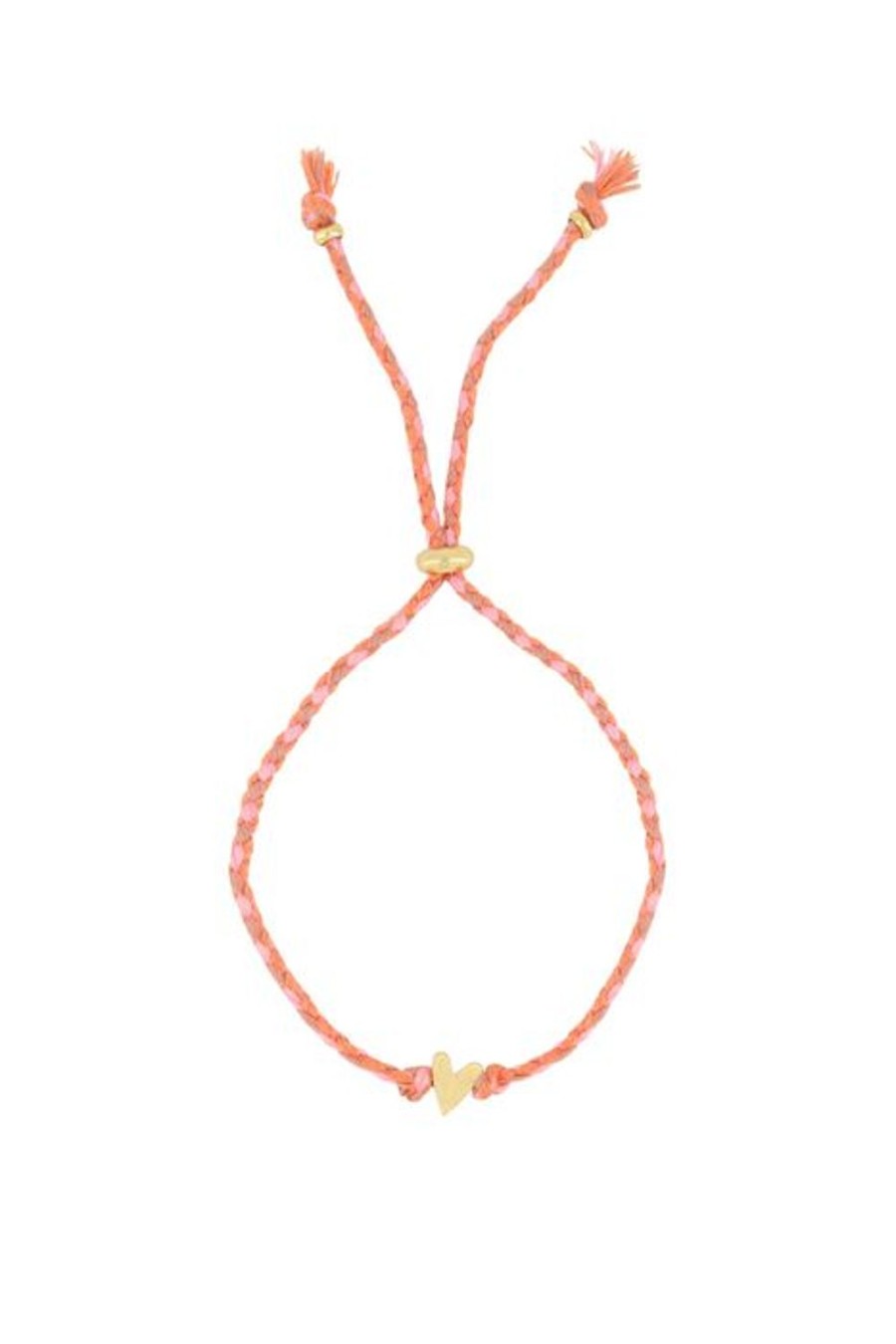 Mooimakers Zusss | Zusss Touwarmbandje Met Hartje Koraalroze/Goud